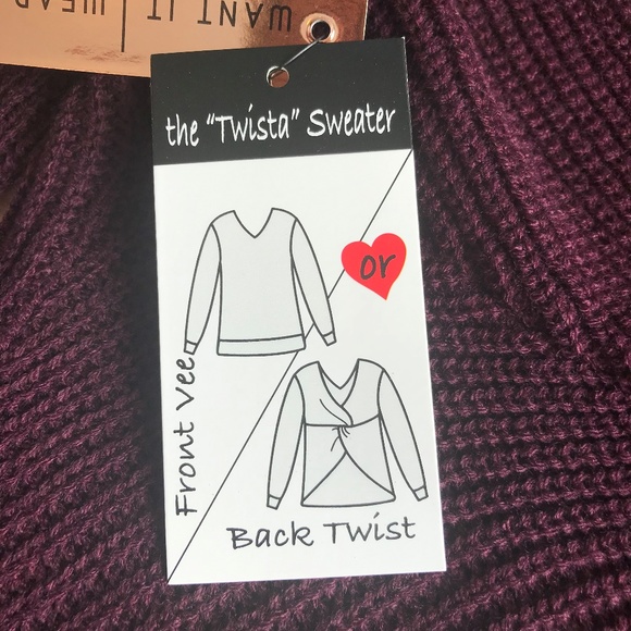 Women/'s XL Almost Famoust the /"Twista/" Sweater wear it 2 ways NWT maroon knit